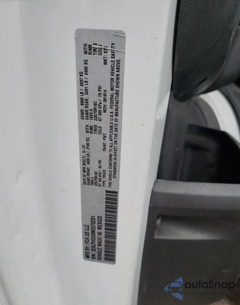 2021 Ram Promaster 2500 2500 High из США, поврежденный, VIN 3C6LRVDG8ME570291